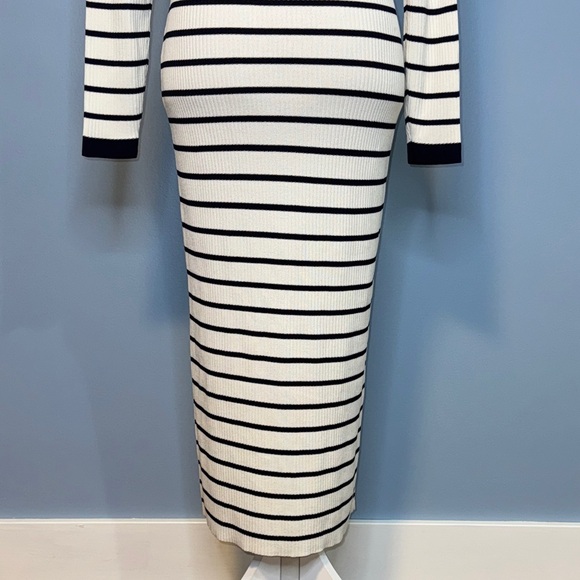 Tommy Hilfiger Striped Ribbed Long Sleeve Dress in White, Navy and Red Size XS - Picture 10 of 10